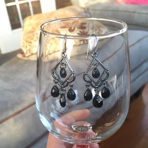 Black and silver-toned earrings